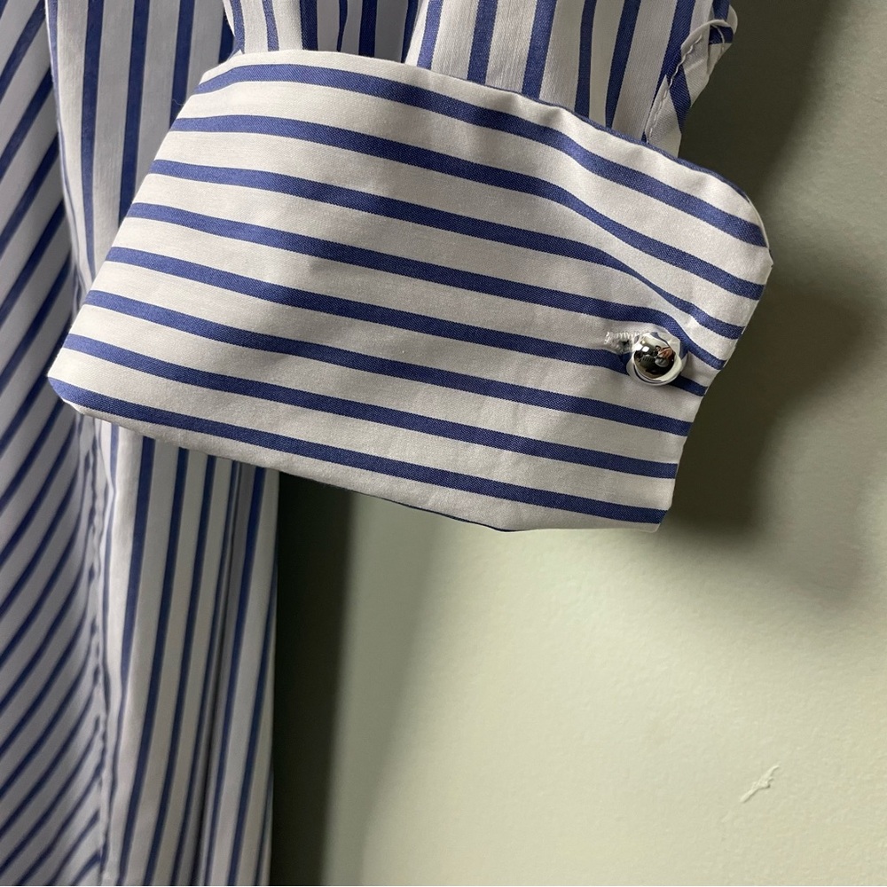 🆕 Blue & White Striped Shirt Dress with Liner / Size 6 - Picture 9 of 9